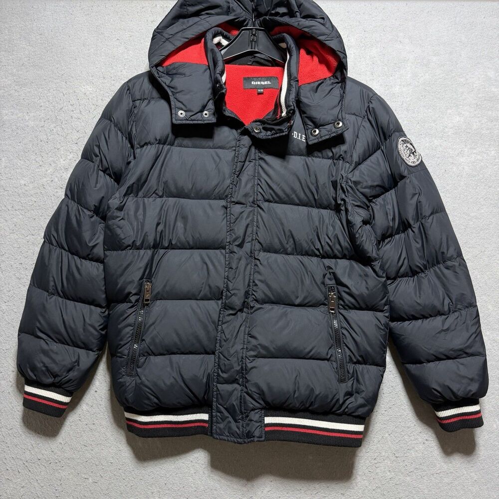 Diesel Kids Children Down Puffer Jacket Coat Detachable Hood Boy’s Large 14/ 16